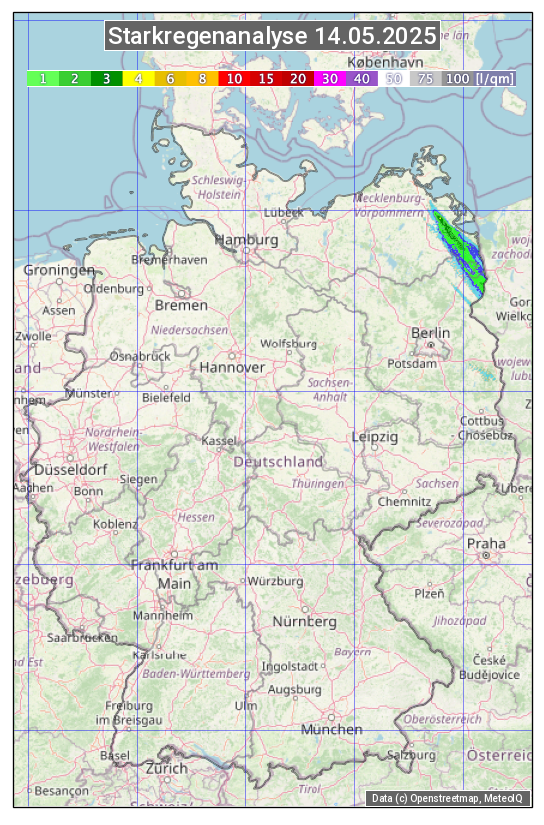 Karte mit Unwetteranalyse