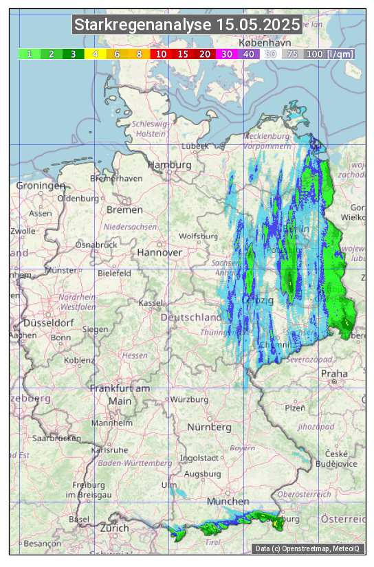 Karte mit Unwetteranalyse