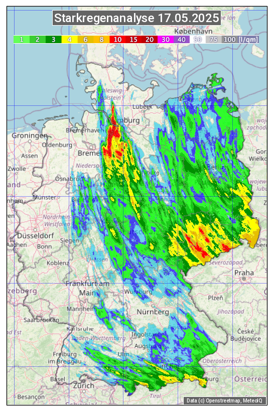 Karte mit Unwetteranalyse
