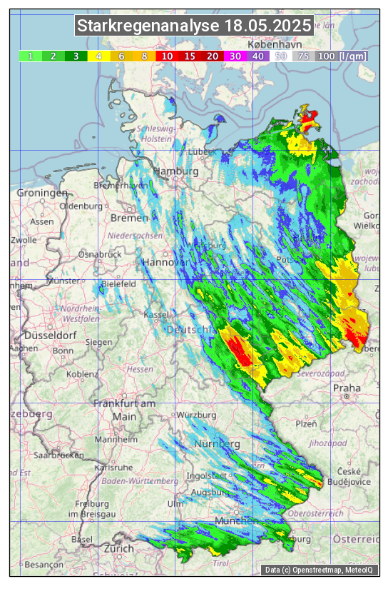 Karte mit Unwetteranalyse