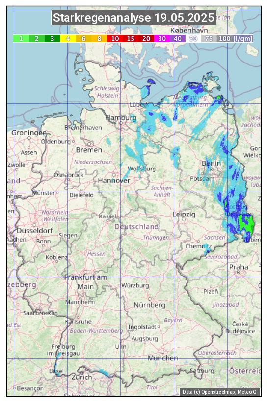 Karte mit Unwetteranalyse