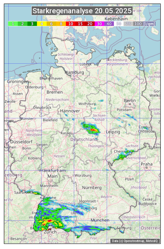 Karte mit Unwetteranalyse