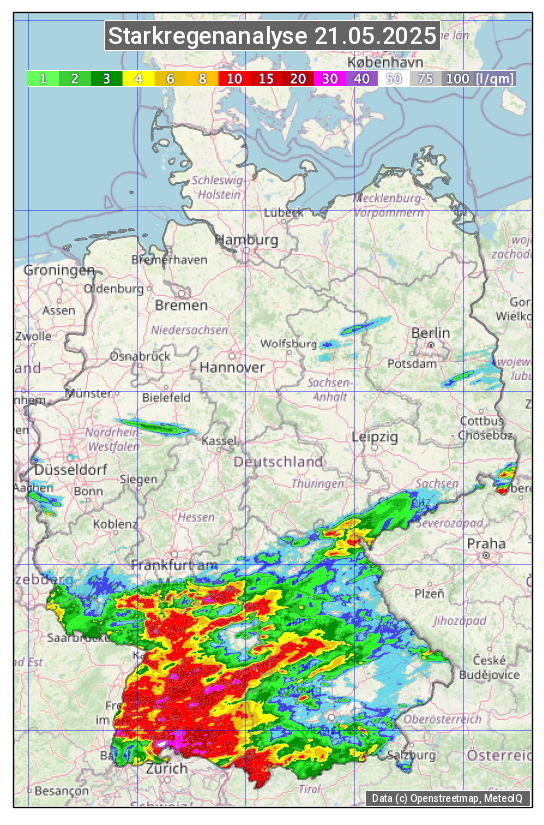 Karte mit Unwetteranalyse