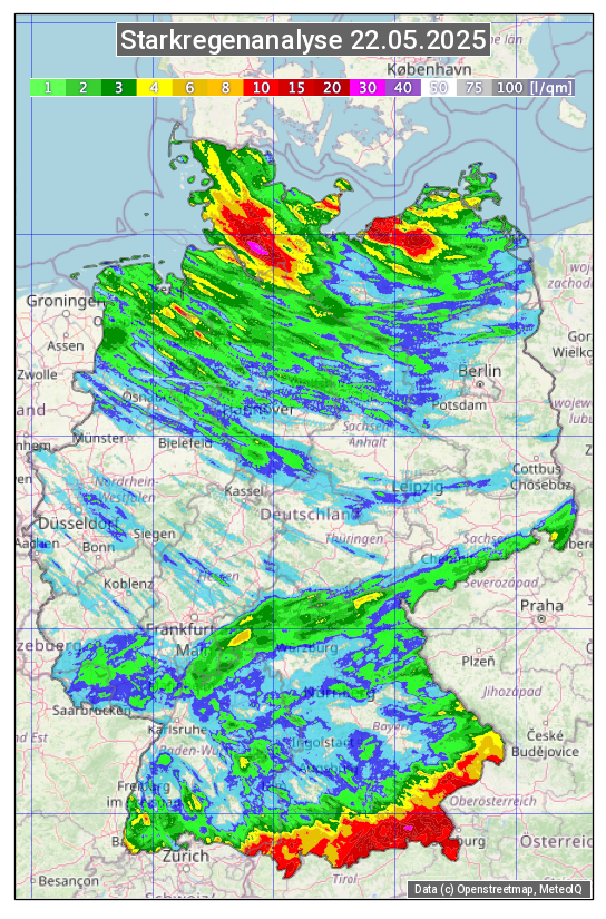 Karte mit Unwetteranalyse