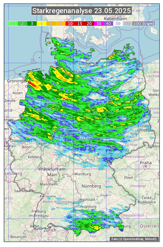 Karte mit Unwetteranalyse