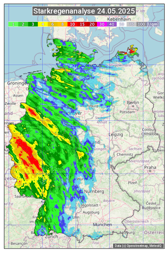 Karte mit Unwetteranalyse