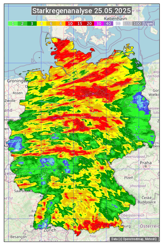 Karte mit Unwetteranalyse