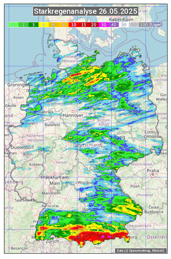 Karte mit Unwetteranalyse