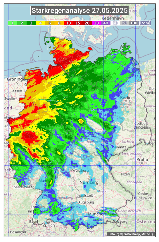 Karte mit Unwetteranalyse