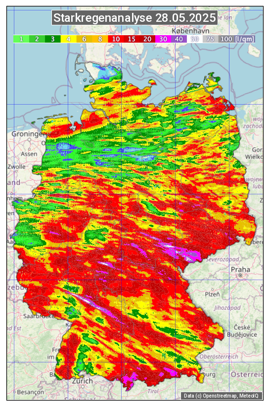 Karte mit Unwetteranalyse