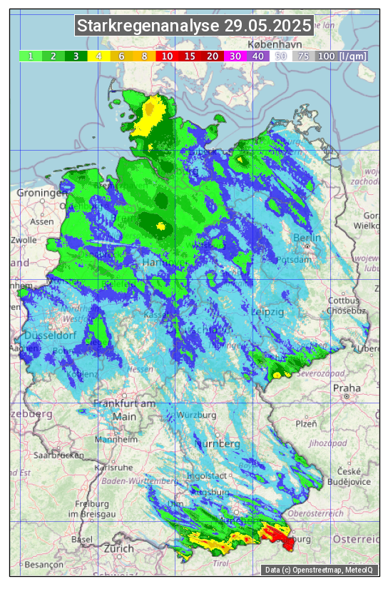 Karte mit Unwetteranalyse