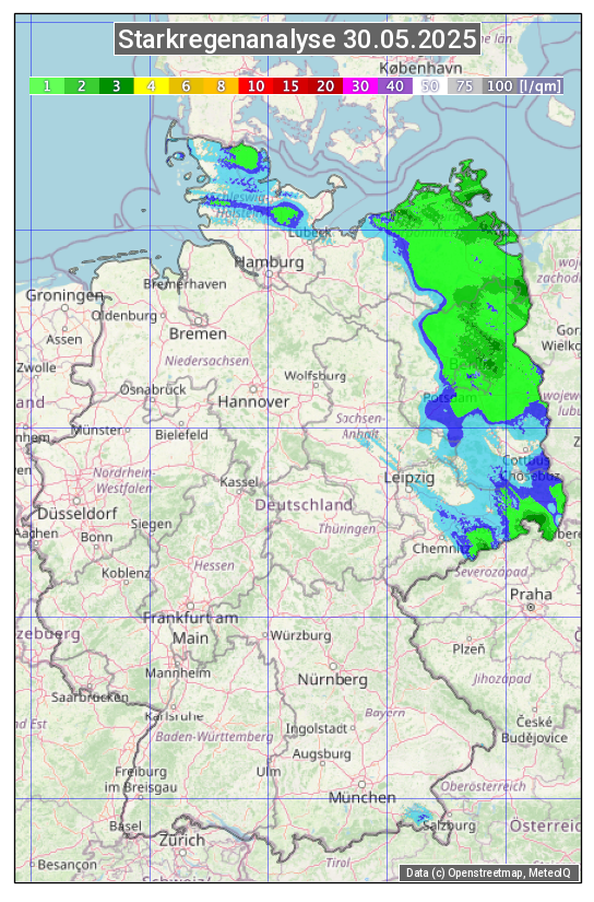 Karte mit Unwetteranalyse