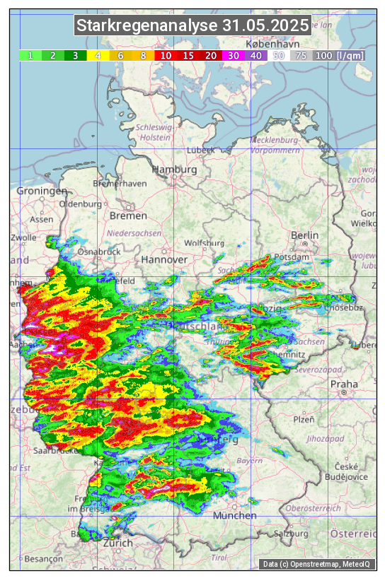 Karte mit Unwetteranalyse