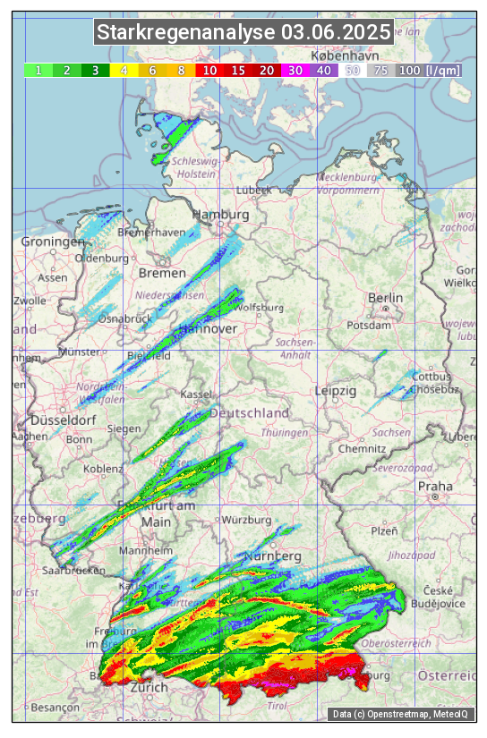 Karte mit Unwetteranalyse