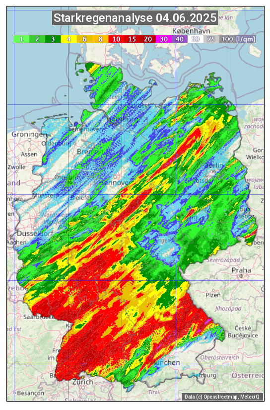 Karte mit Unwetteranalyse