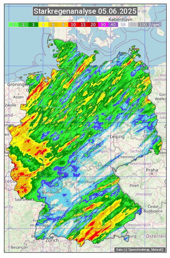 Karte mit Unwetteranalyse