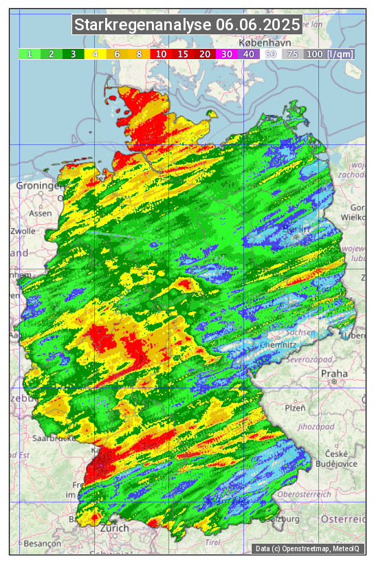 Karte mit Unwetteranalyse