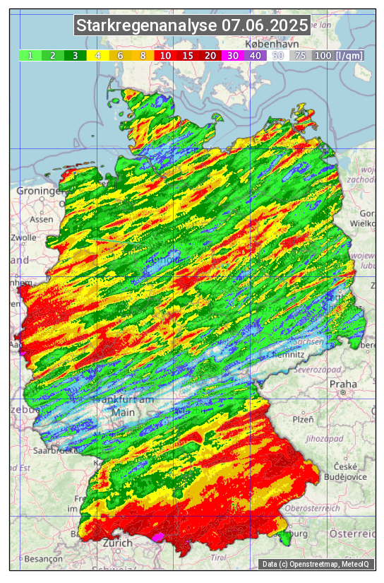 Karte mit Unwetteranalyse