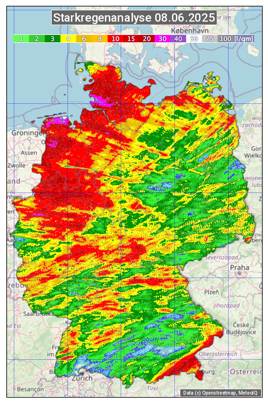 Karte mit Unwetteranalyse