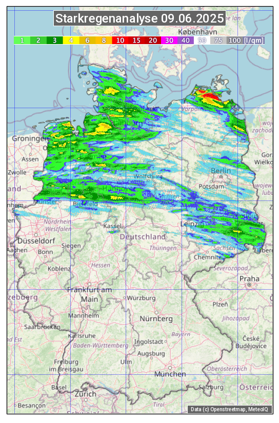 Karte mit Unwetteranalyse