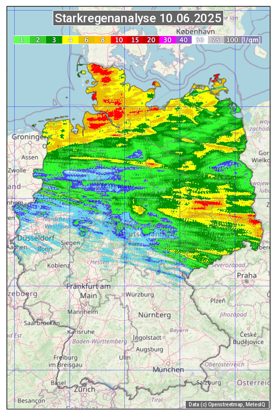 Karte mit Unwetteranalyse