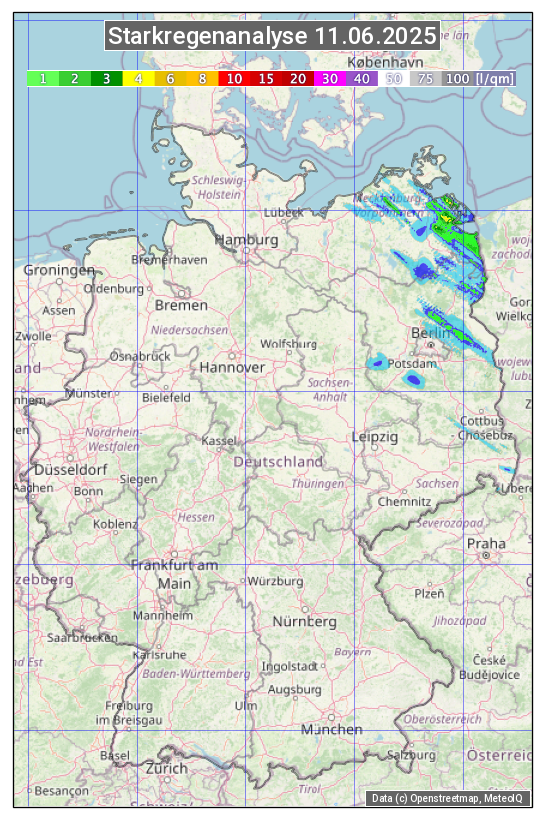 Karte mit Unwetteranalyse