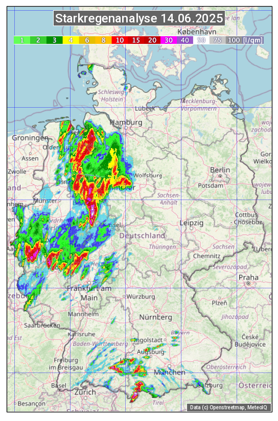 Karte mit Unwetteranalyse