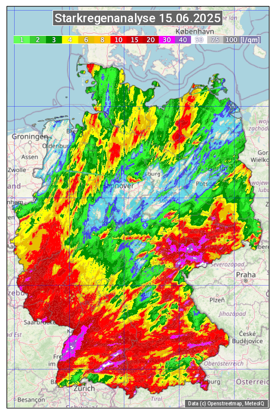 Karte mit Unwetteranalyse