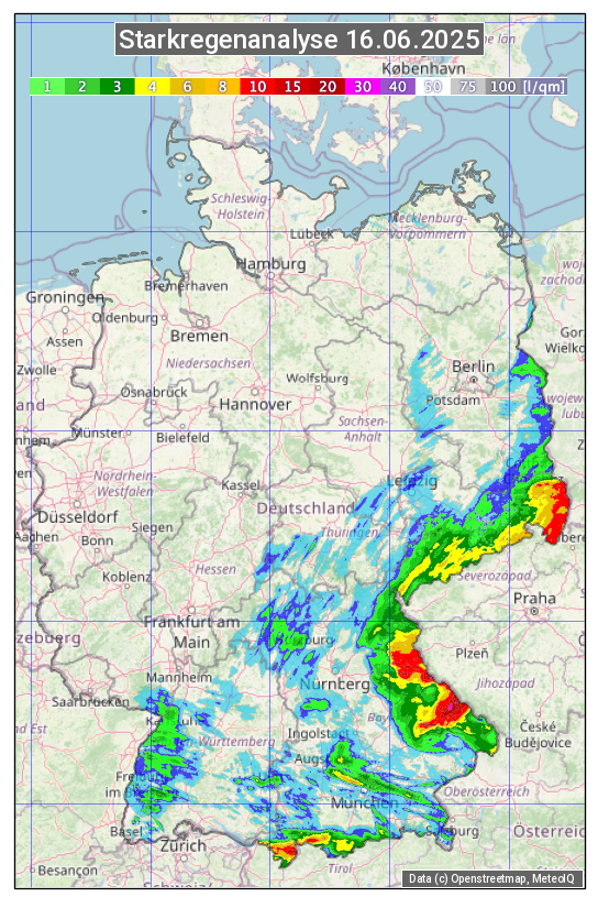 Karte mit Unwetteranalyse