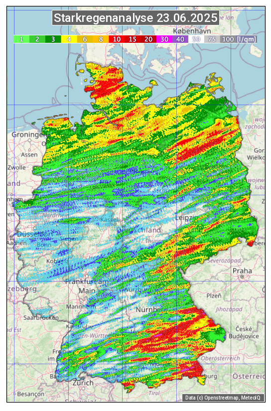 Karte mit Unwetteranalyse