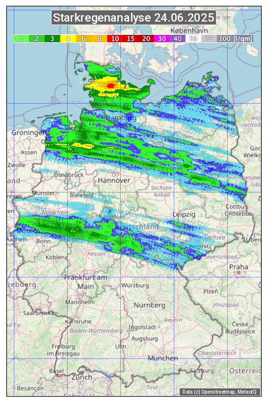 Karte mit Unwetteranalyse