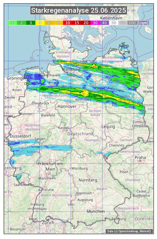 Karte mit Unwetteranalyse