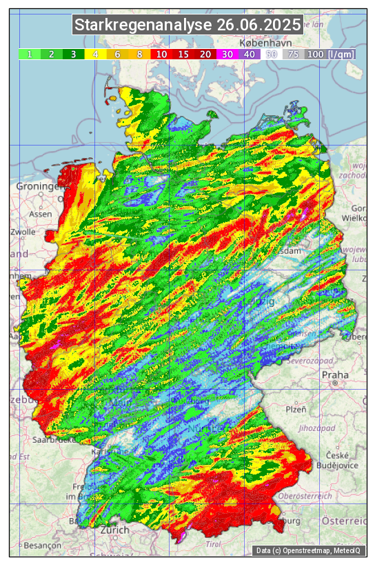 Karte mit Unwetteranalyse