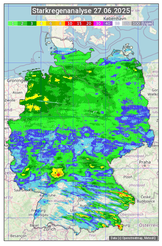 Karte mit Unwetteranalyse