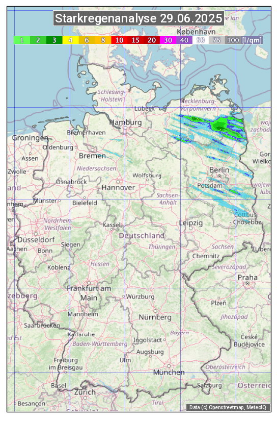 Karte mit Unwetteranalyse