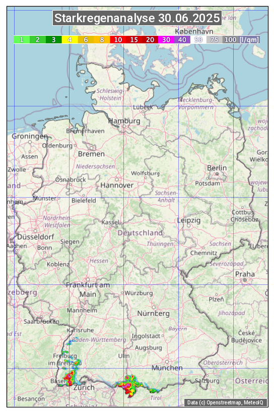 Karte mit Unwetteranalyse