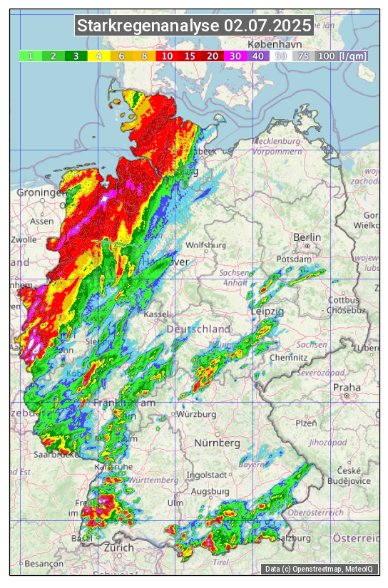 Karte mit Unwetteranalyse