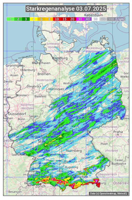 Karte mit Unwetteranalyse