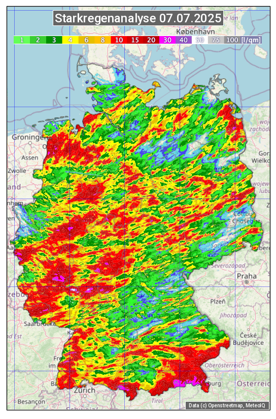 Karte mit Unwetteranalyse