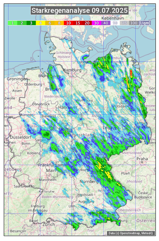 Karte mit Unwetteranalyse