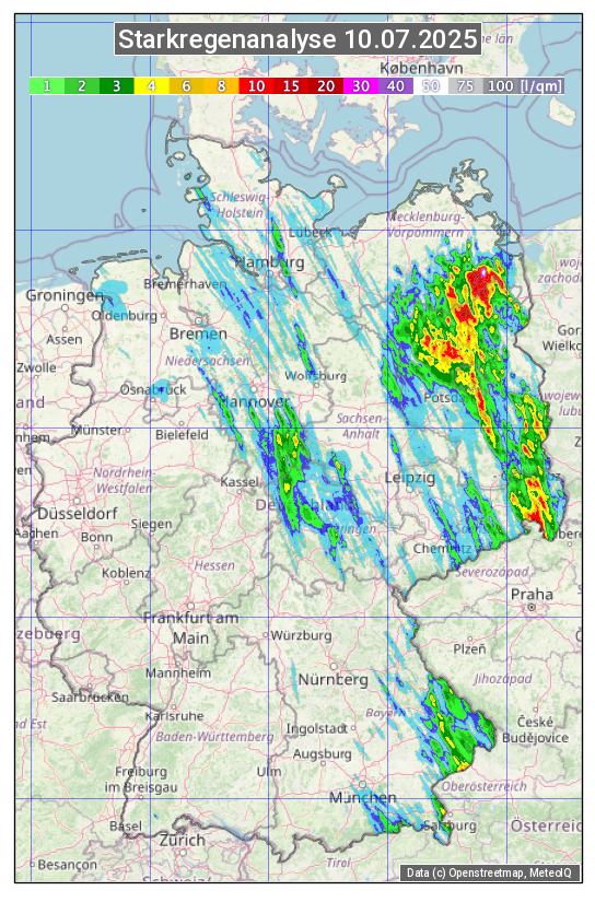 Karte mit Unwetteranalyse