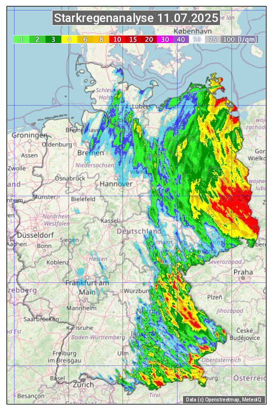 Karte mit Unwetteranalyse