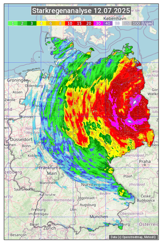 Karte mit Unwetteranalyse