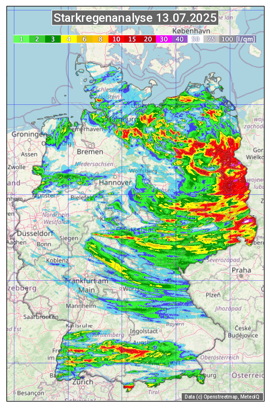 Karte mit Unwetteranalyse