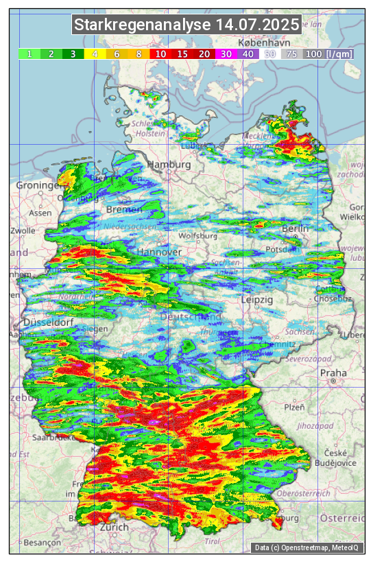 Karte mit Unwetteranalyse