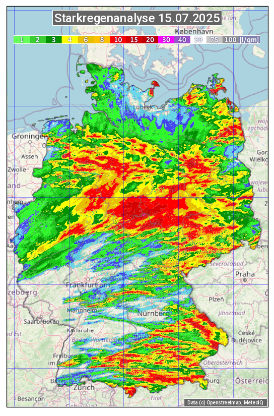 Karte mit Unwetteranalyse