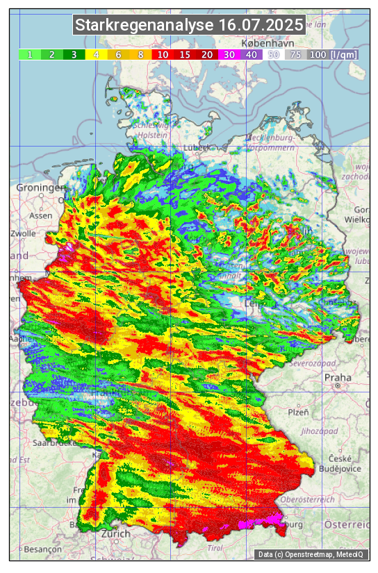 Karte mit Unwetteranalyse