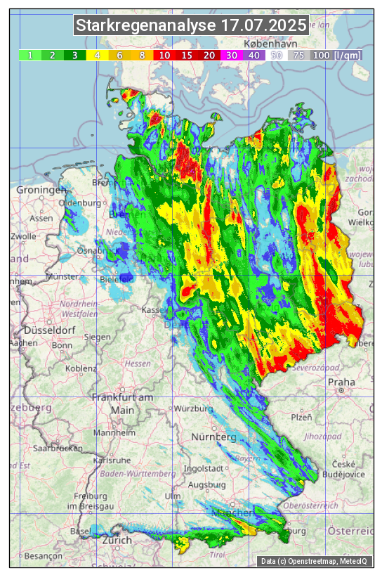 Karte mit Unwetteranalyse