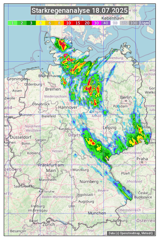 Karte mit Unwetteranalyse