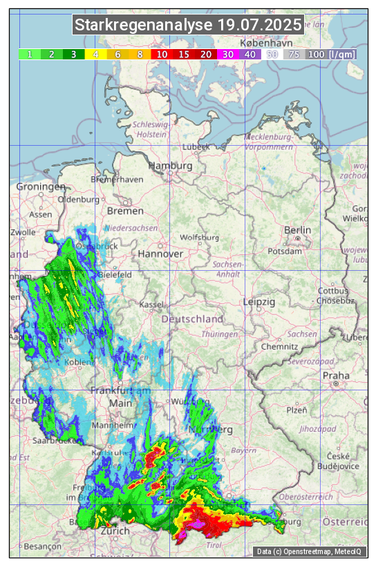 Karte mit Unwetteranalyse